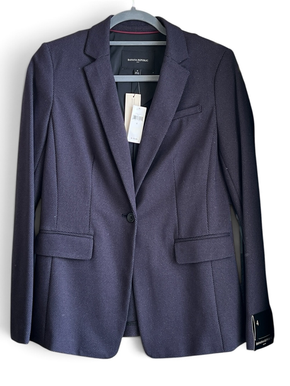 Banana Republic Factory Women's Navy Blue Polka Dot One-Button Blazer, Size 4
